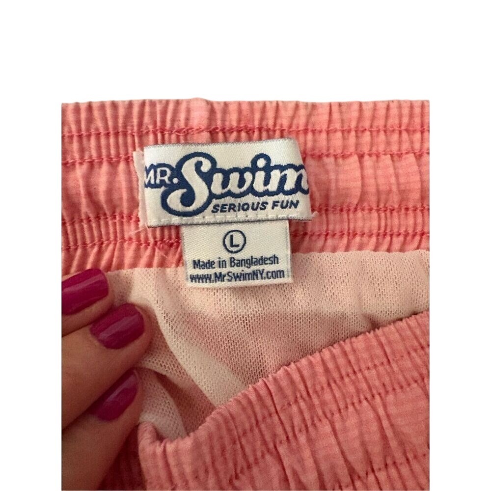 Mr. Swim Serious Fun Shorts Mens L Pink Drawstring Zipper Pocket Swim Trunks - Picture 2 of 10